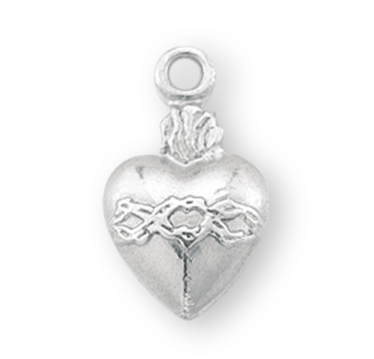 Sterling Silver Sacred Heart Medal Pendant Necklace Gift