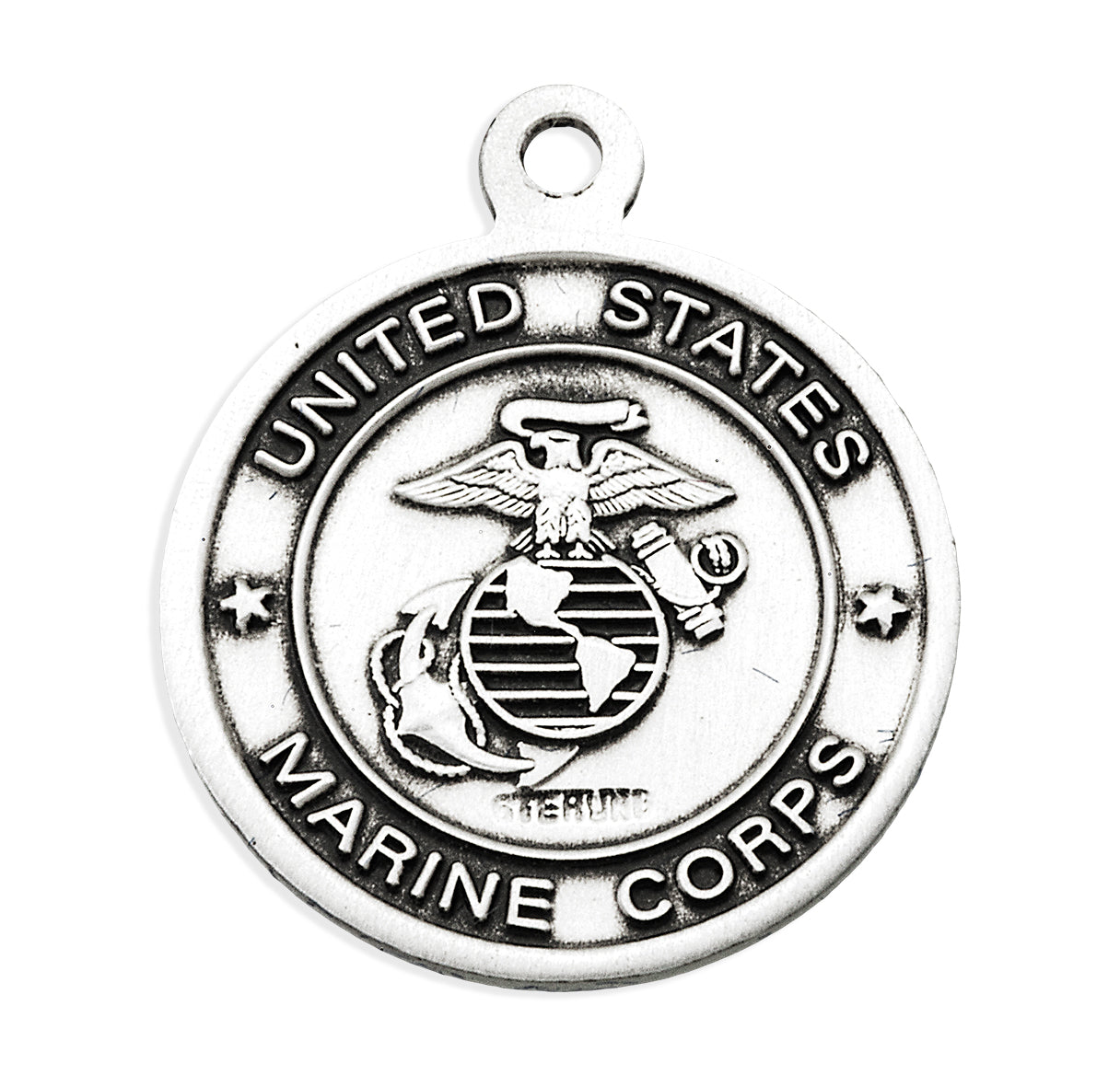 Extel Medium Sterling Silver Marines Medal Pendant Necklace