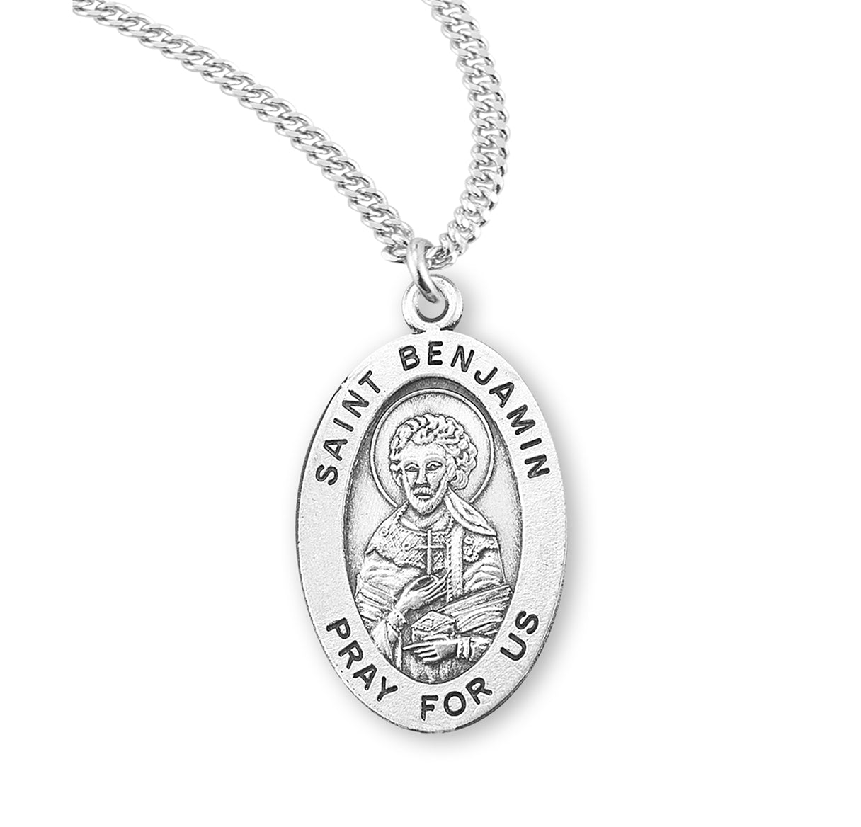 St. Benjamin Sterling Silver Medal Necklace