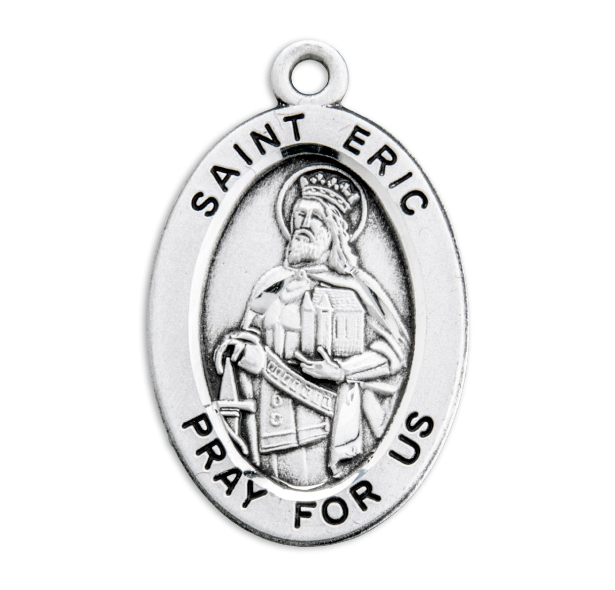 St. Eric Sterling Silver Medal Necklace