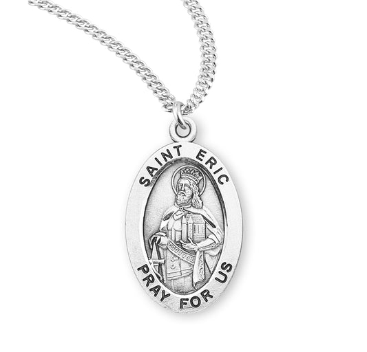 St. Eric Sterling Silver Medal Necklace