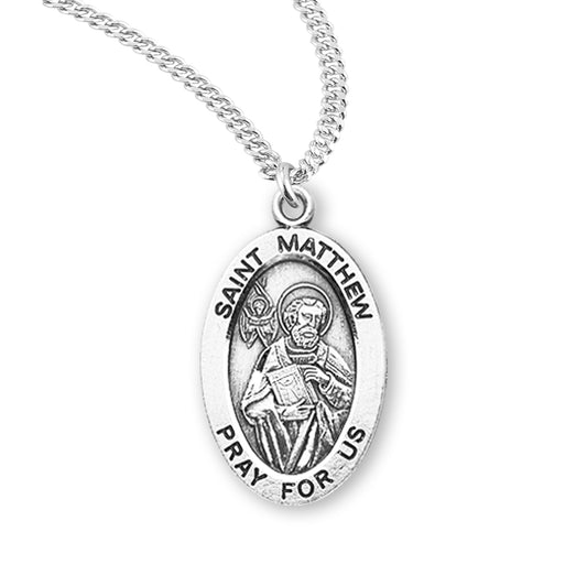 St. Matthew Sterling Silver Medal Necklace
