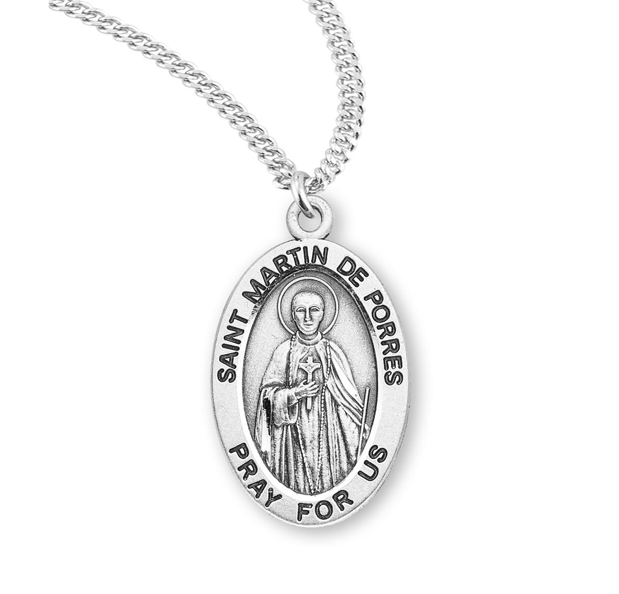 St. Martin De Porres Sterling Silver Medal Necklace