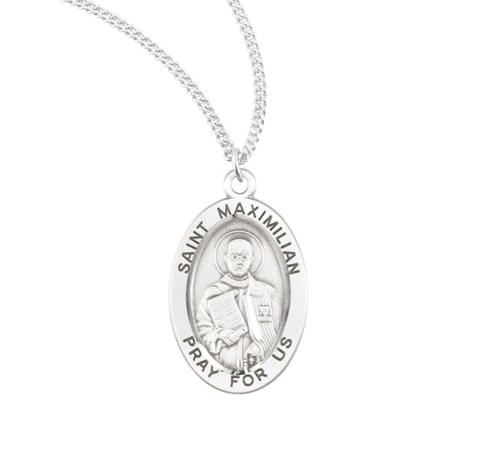 St. Maximilian Sterling Silver Medal Necklace