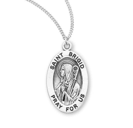 St. Brigid Sterling Silver Medal Necklace