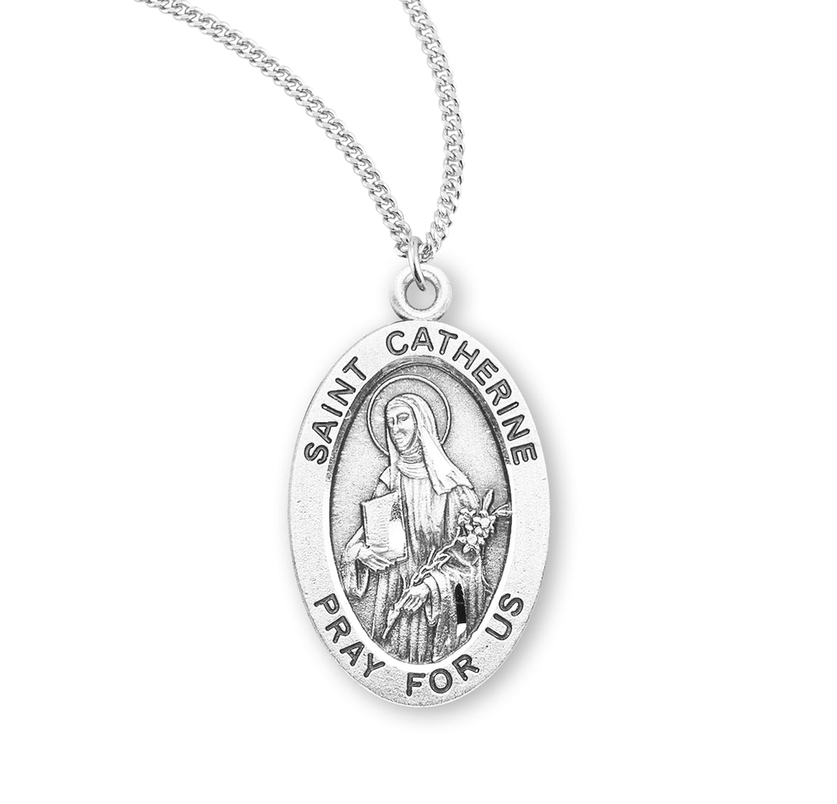 St. Catherine Sterling Silver Medal Necklace