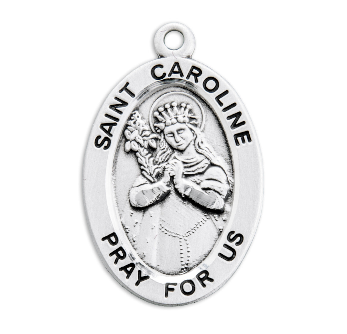 St. Caroline Sterling Silver Medal Necklace