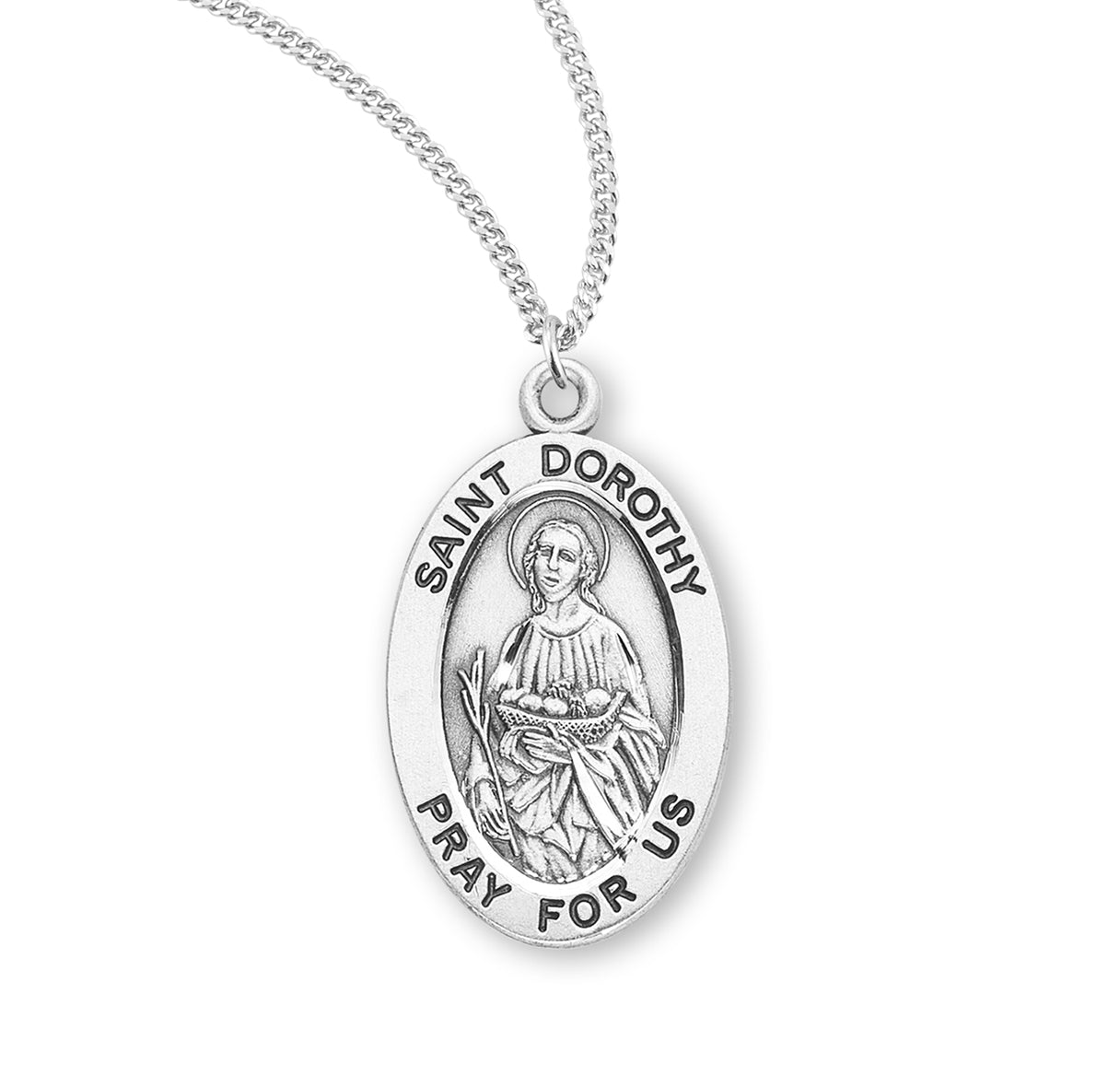 St. Dorothy Sterling Silver Medal Necklace