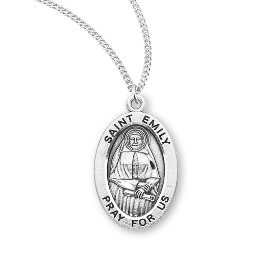 St. Emily Sterling Silver Medal Necklace