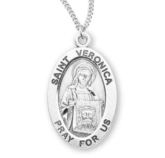 St. Veronica Sterling Silver Medal Necklace