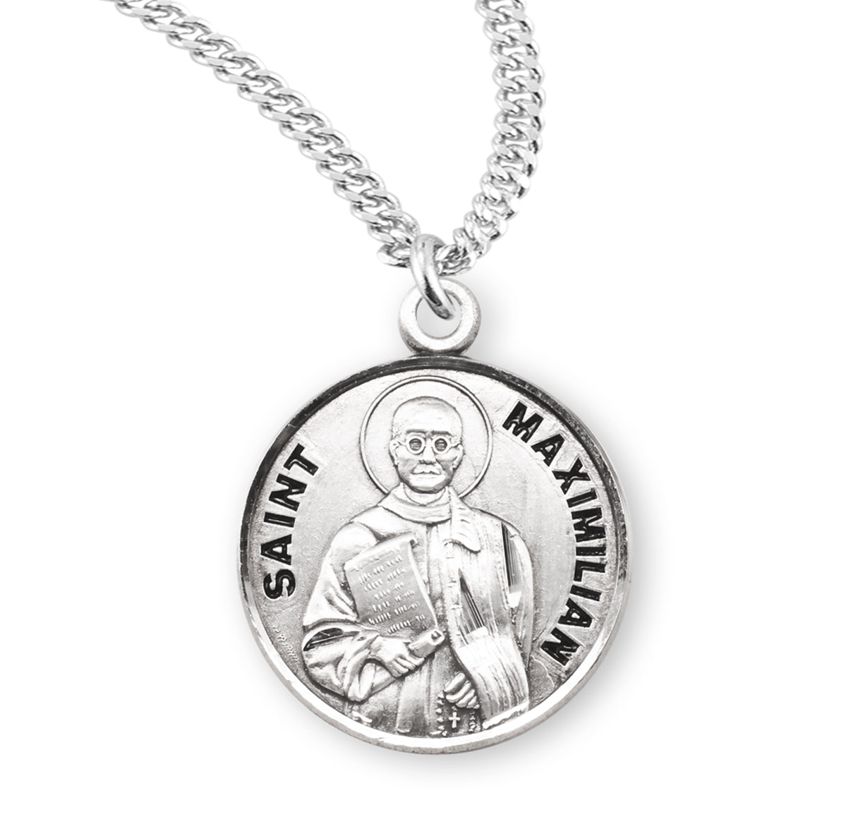 St. Maximilian Sterling Silver Medal Necklace