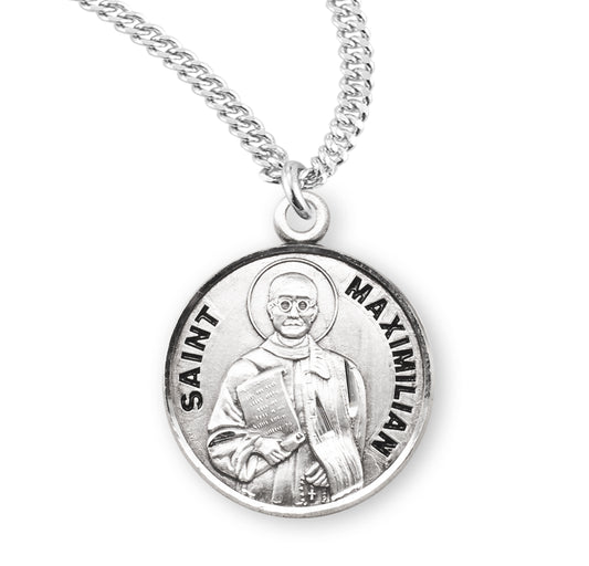 St. Maximilian Sterling Silver Medal Necklace