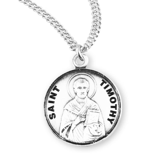 St. Timothy Sterling Silver Medal Necklace