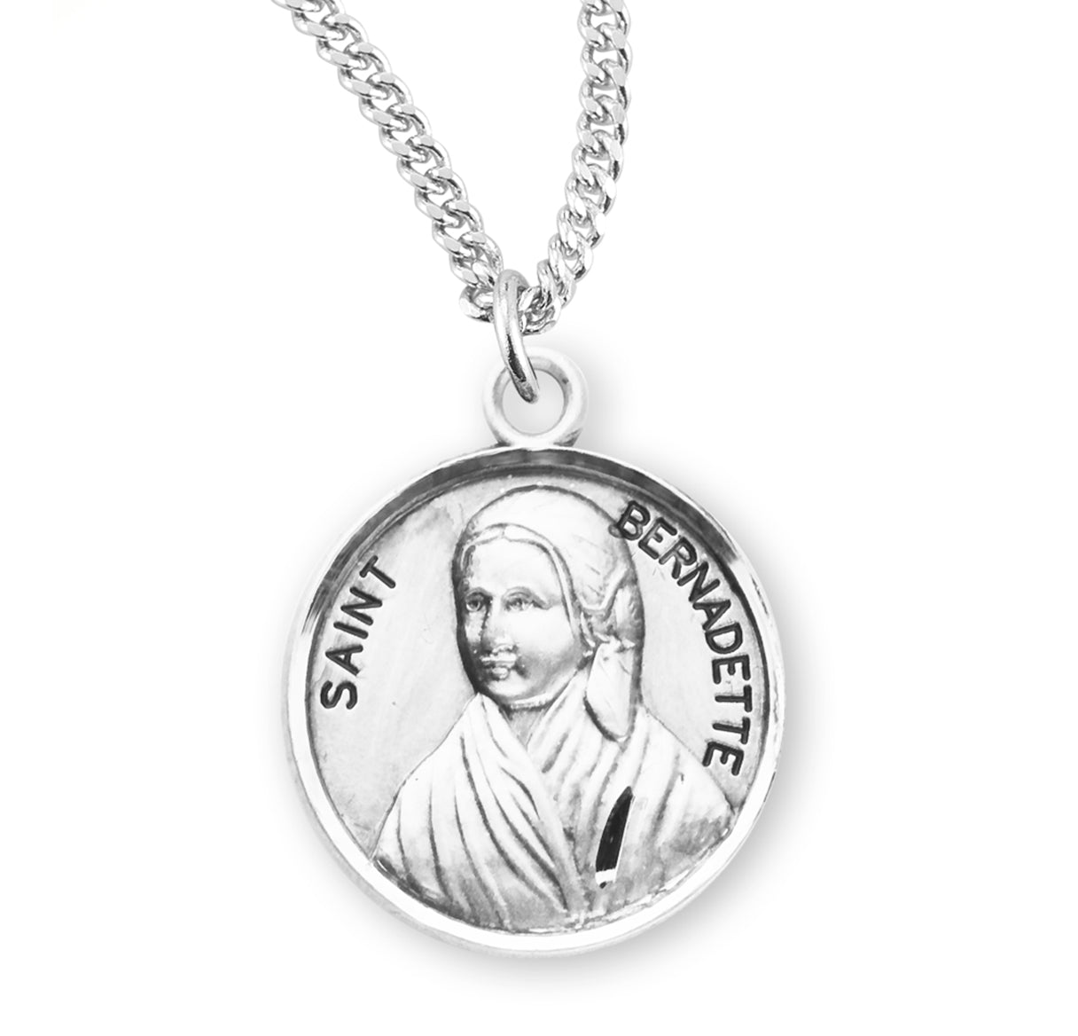 St. Bernadette Sterling Silver Medal Necklace