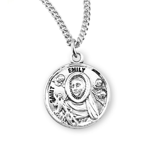 St. Emily Sterling Silver Medal Necklace
