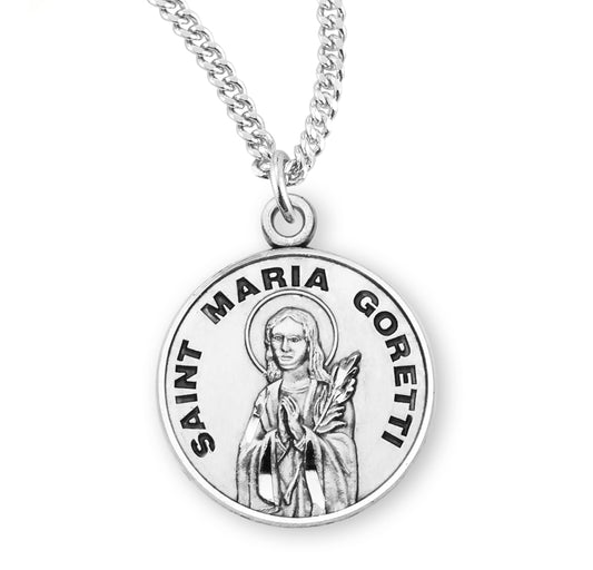St. Maria Goretti Sterling Silver Medal Necklace