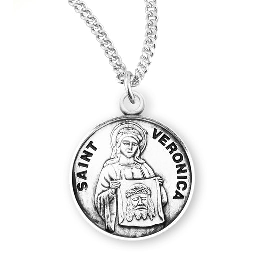 St. Veronica Sterling Silver Medal Necklace