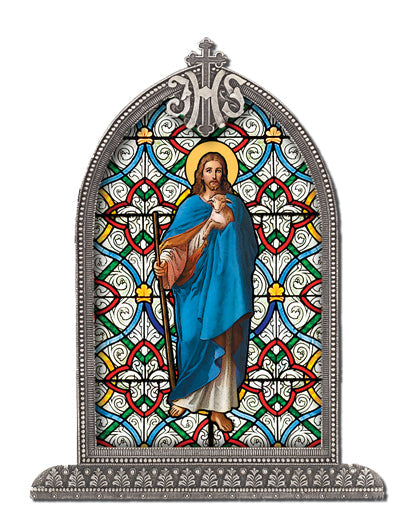 Good Shepherd Arch Liturgical Glass Small Textured Frame