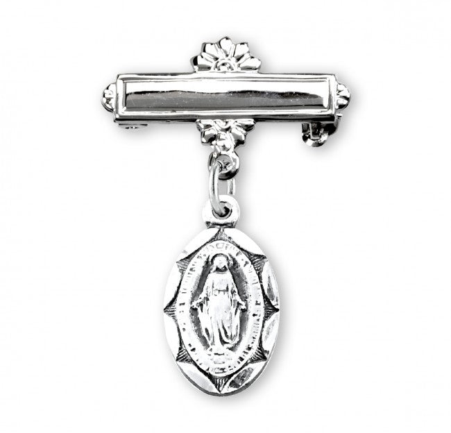 Extel Sterling Silver Plain Crucifix Baby Pin, Catholic Baptism Gift, Made in USA