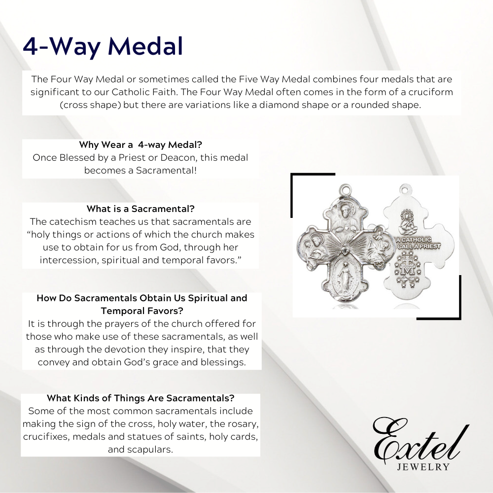 4-Way Pewter Medal Cross Cruciform Pendant with Chain Gift