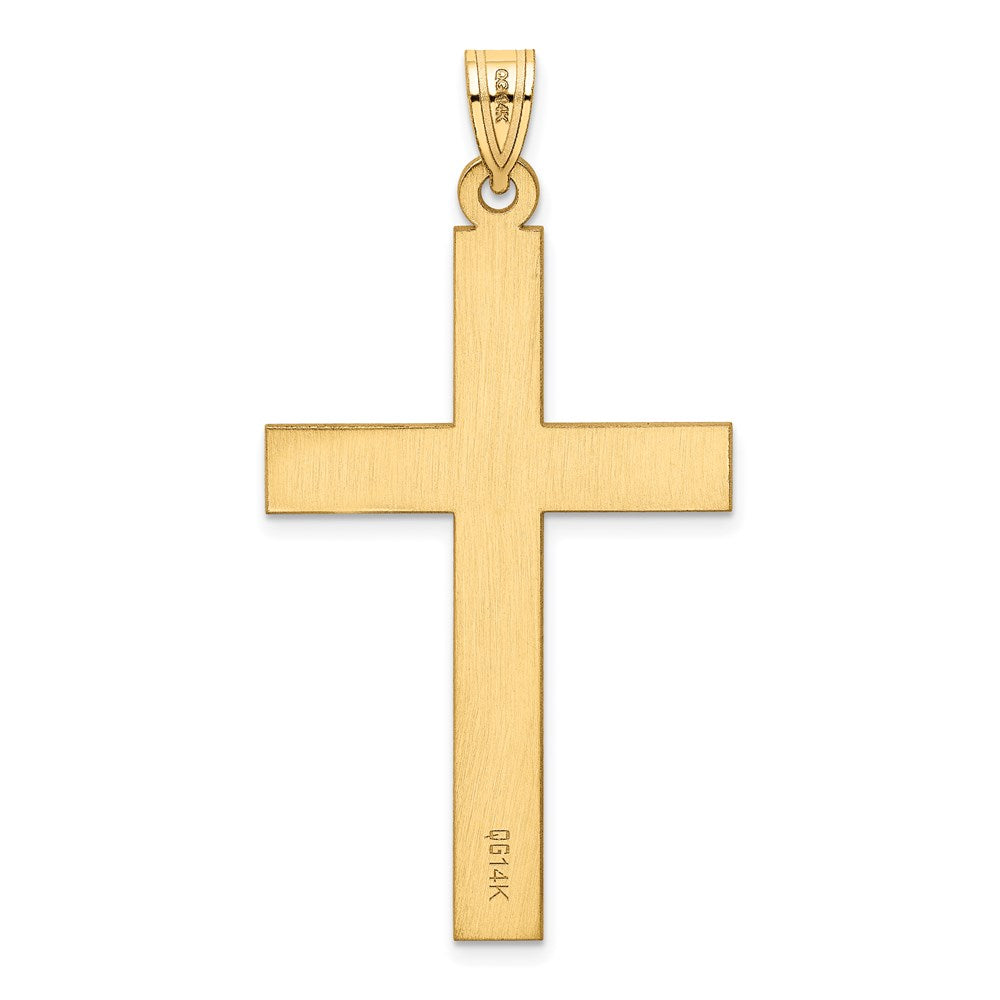 Extel Extra Large 14k Gold Sand Blasted Latin Cross Pendant, Made in USA