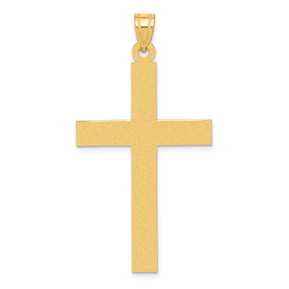 Extel Extra Large 14k Gold Sand Blasted Latin Cross Pendant, Made in USA