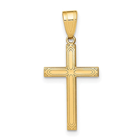 Extel Large 14k Gold Solid Latin Cross Pendant, Made in USA