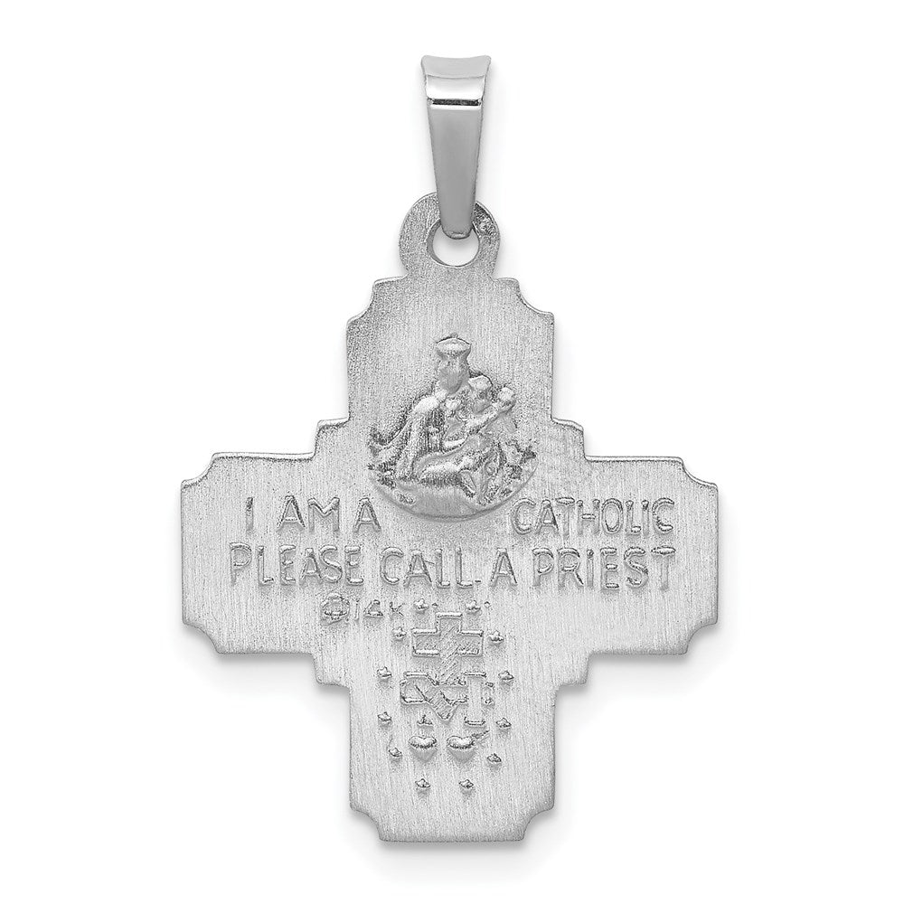 Extel Medium 14k White Gold Catholic Four Way Medal Charm