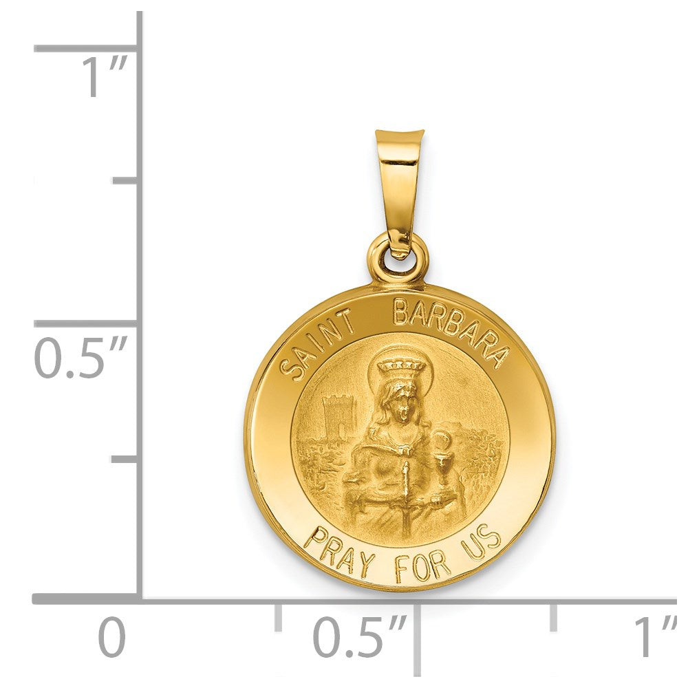 Extel Medium 14k Polished and Satin Patron Saint Barbara Medal Pendant Charm, Made in USA