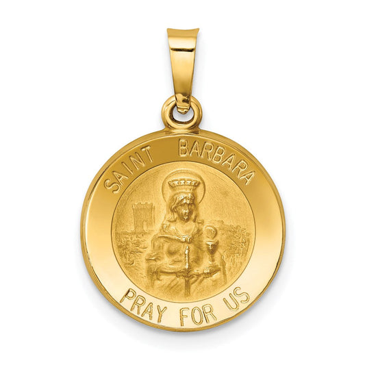 Extel Medium 14k Polished and Satin Patron Saint Barbara Medal Pendant Charm, Made in USA
