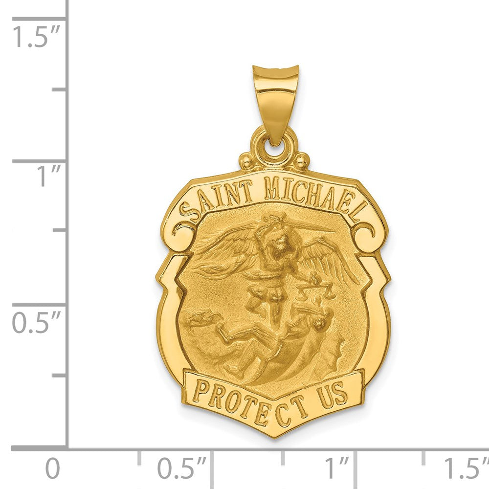 Extel Large 14k Polished Satin Patron Saint Michael Medal