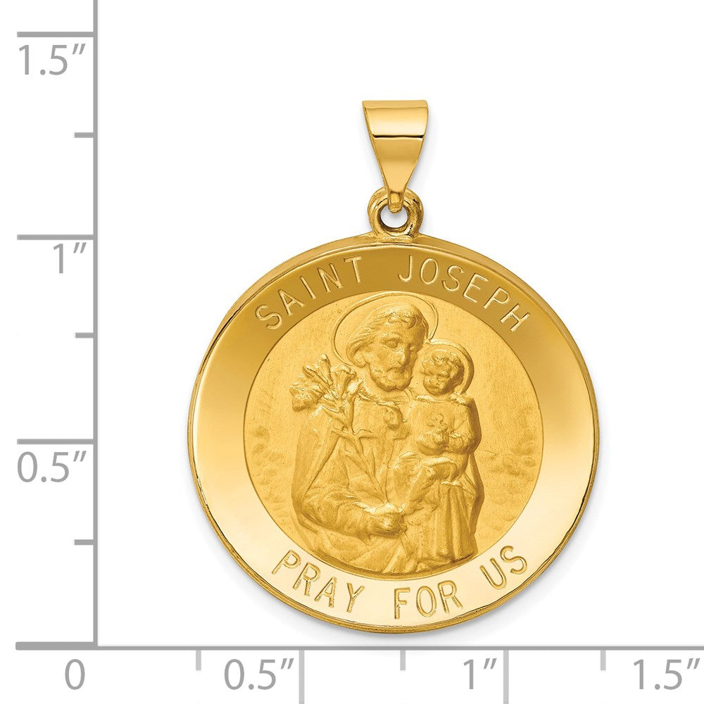 Extel Large 14k Polished and Satin Patron Saint Joseph Medal Pendant Charm, Made in USA