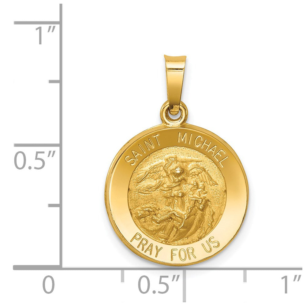 Extel Medium 14k Satin Patron Saint Michael Medal Pendant