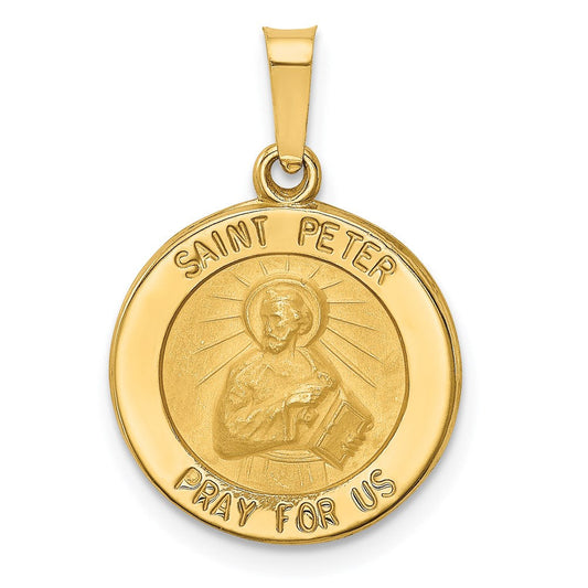 Extel Medium 14k Polished and Satin Patron Saint Peter Medal Pendant Charm, Made in USA