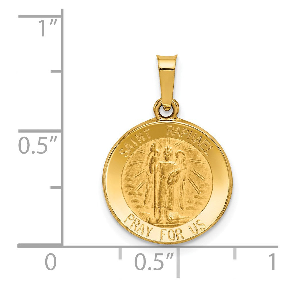 Extel Medium 14k Polished and Satin Patron Saint Raphael Medal Pendant Charm, Made in USA