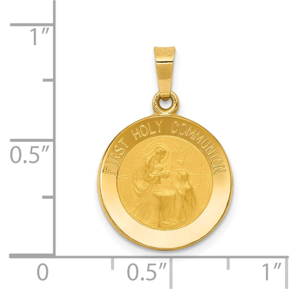 Extel Medium 14k Polished Satin First Holy Communion Medal Pendant