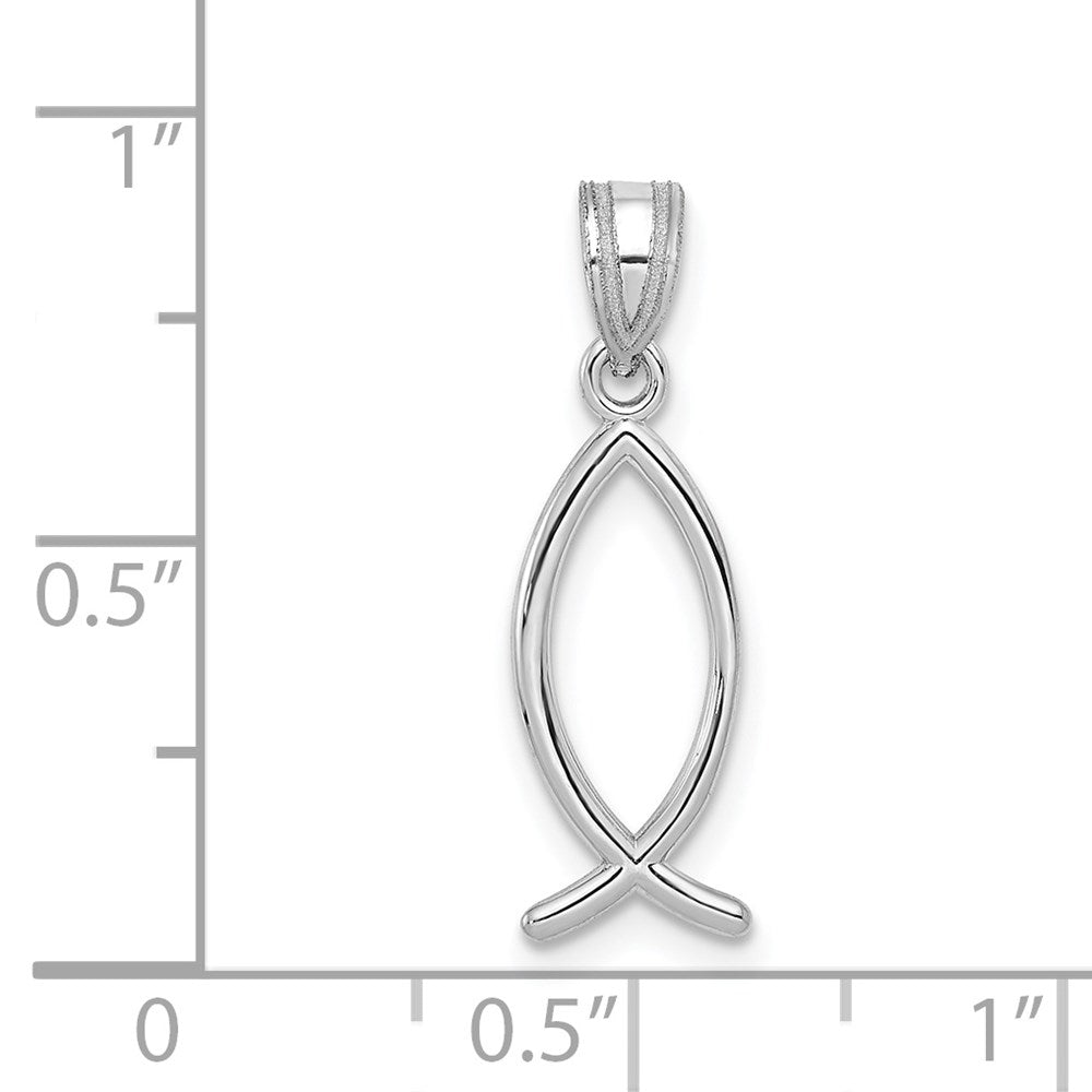 Extel Medium 14k White Gold Ichthus Fish Pendant Made in USA
