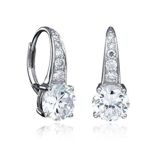 Crislu Accented Brilliant Cut Leverback Drop Earrings