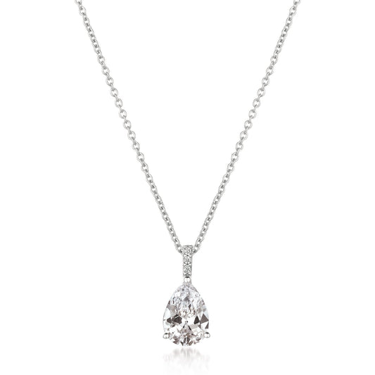 Crislu Accented Pear Pendant Finished in Pure Platinum Jewelry
