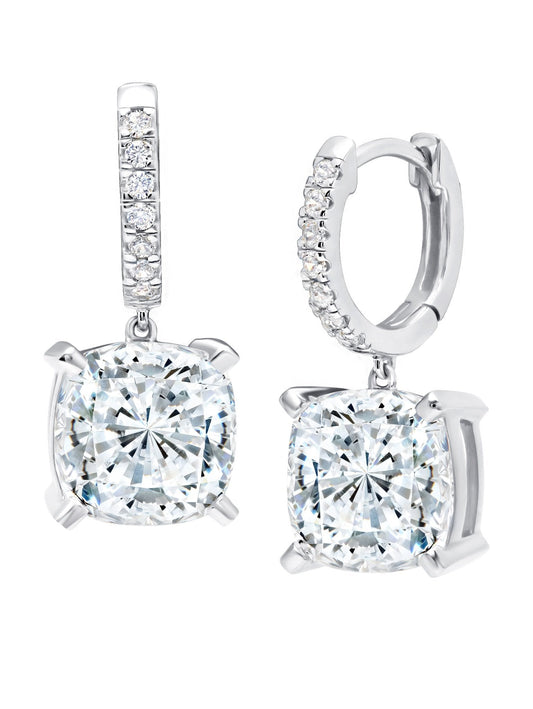 Crislu Bliss Cushion Cut Drop Earrings Finished in Pure Platinum