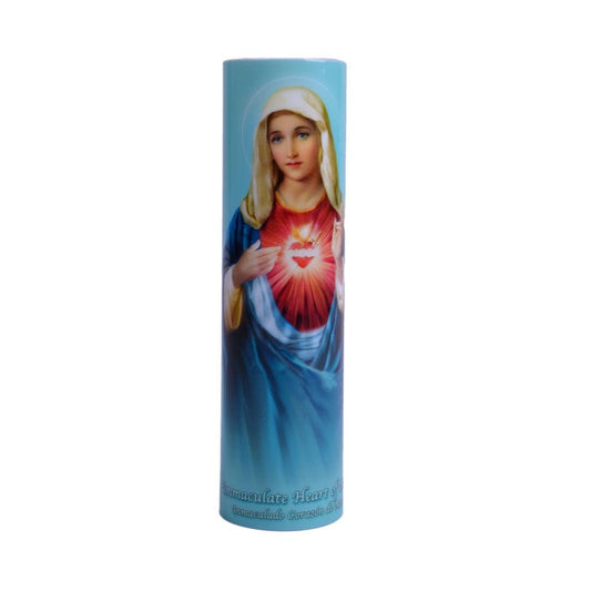 Saints Gift Collection Immaculate Heart of Mary LED Candle | Beautiful Religious Catholic Devotional LED Flameless Prayer Candle