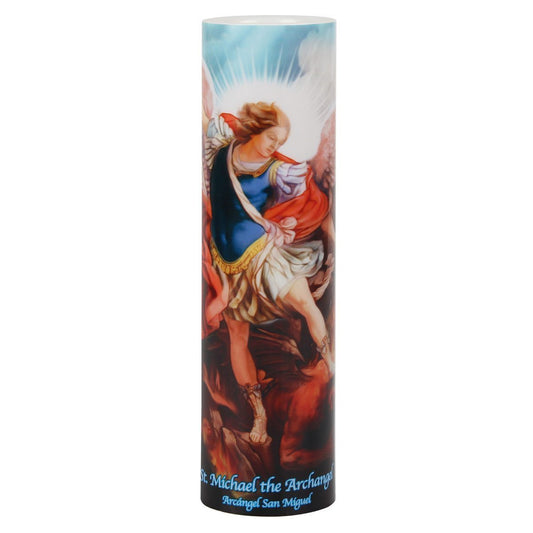 Saints Gift Collection St. Michael LED Candle | Beautiful Religious Catholic Devotional LED Flameless Prayer Candle