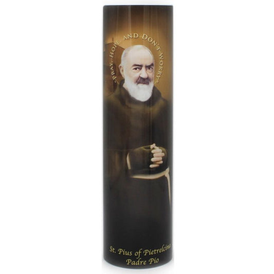 Saints Gift Collection St. Padre Pio LED Candle Beautiful Religious Catholic Devotional LED Flameless Prayer Candle