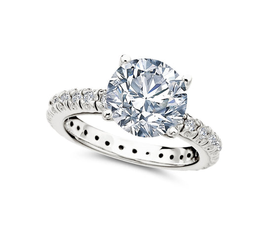 Crislu Classic Brilliant Solitaire Ring With Pave Band