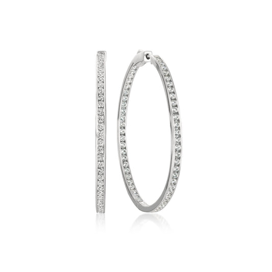 Crislu Classic Inside Out Hoop Earrings Finished in Pure Platinum