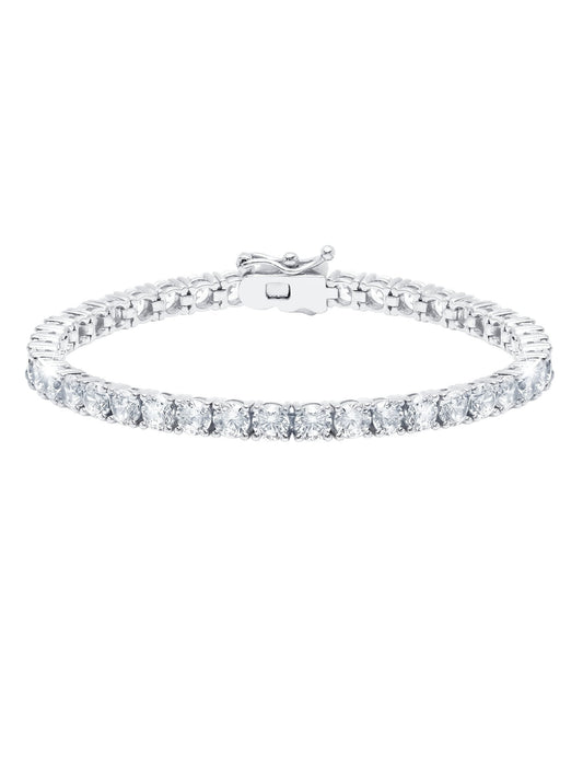 Crislu Classic Large Brilliant Tennis Bracelet Finished in Pure Platinum
