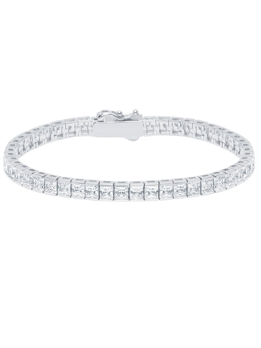 Crislu Classic Large Princess Tennis Bracelet Finished in Pure Platinum