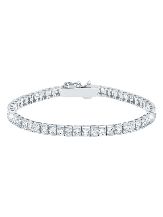Crislu Classic Medium Princess Tennis Bracelet Finished in Pure Platinum