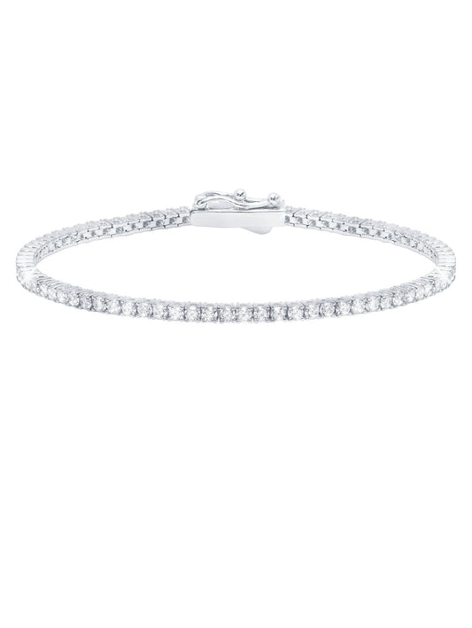 Crislu Classic Small Brilliant Tennis Bracelet Finished in Pure Platinum