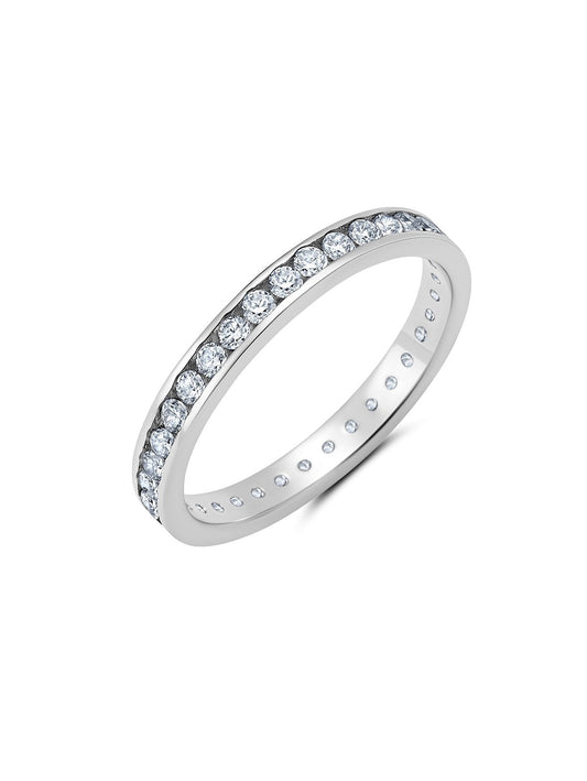 Crislu Clear Hand Set Cubic Zirconia Eternity Band Ring